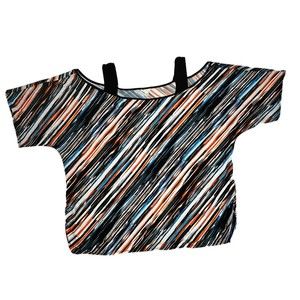 C EST. 1946 Womens Sz 22/24W Multicolor Cold Shoulder Top Blouse Ruched Sides